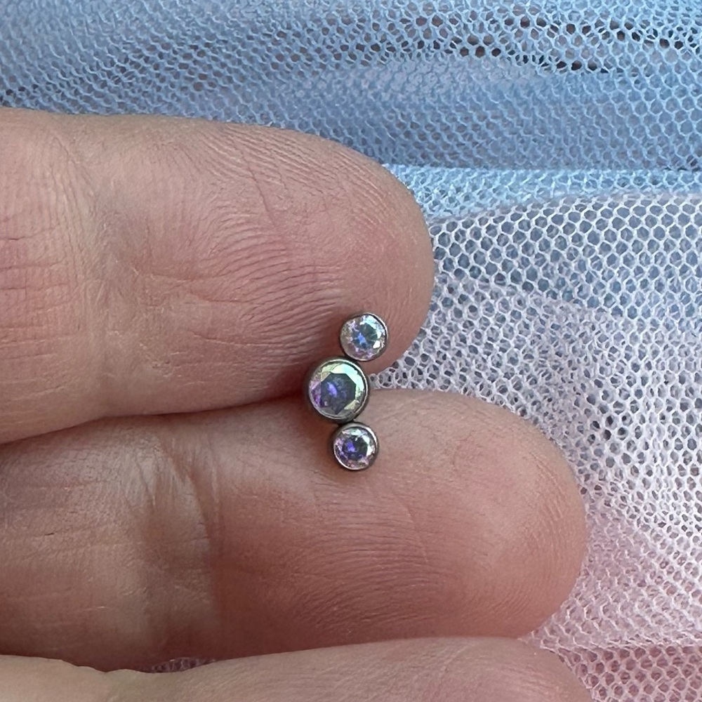 Cartilage Helix Conch ring— aurora borealis CZ 16 gauge 16mm. new w/out tags